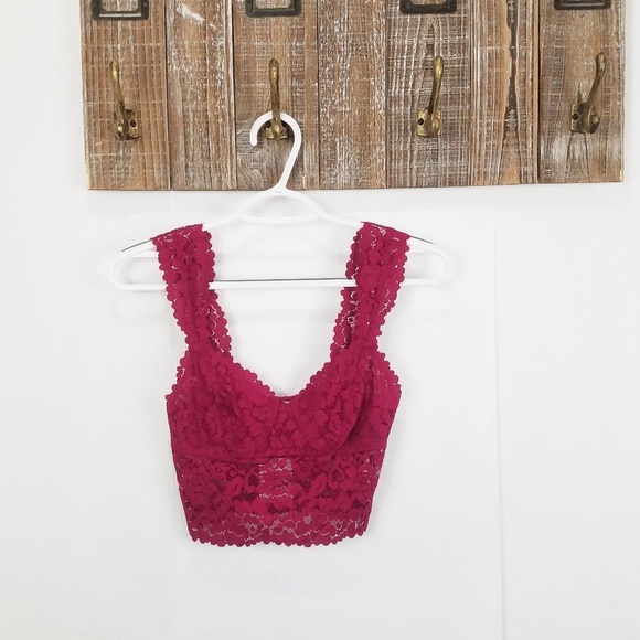 Free People Red Dream Away Lace Bralette Top - Picture 2 of 5